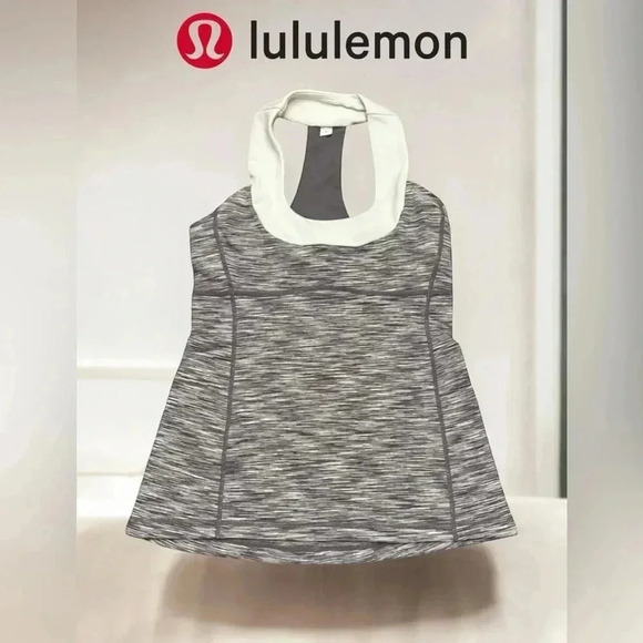 Lululemon, Scoop Tank Racerback,  Size 6, Grey & White 🏃‍♀️‍➡️ - Picture 1 of 11